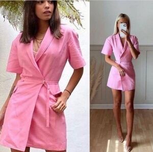 Elegant Pink Wrap Dress